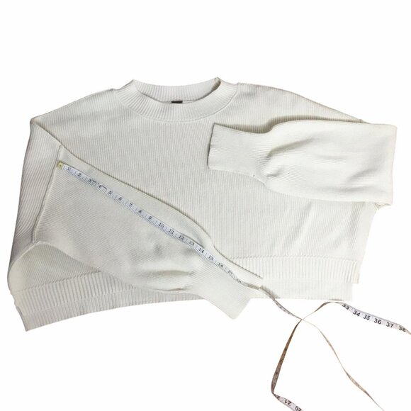 FREE PEOPLE Easy Street Knit Crop Pullover Sweater Moonglow Cream OS / L Slouchy - Picture 5 of 7